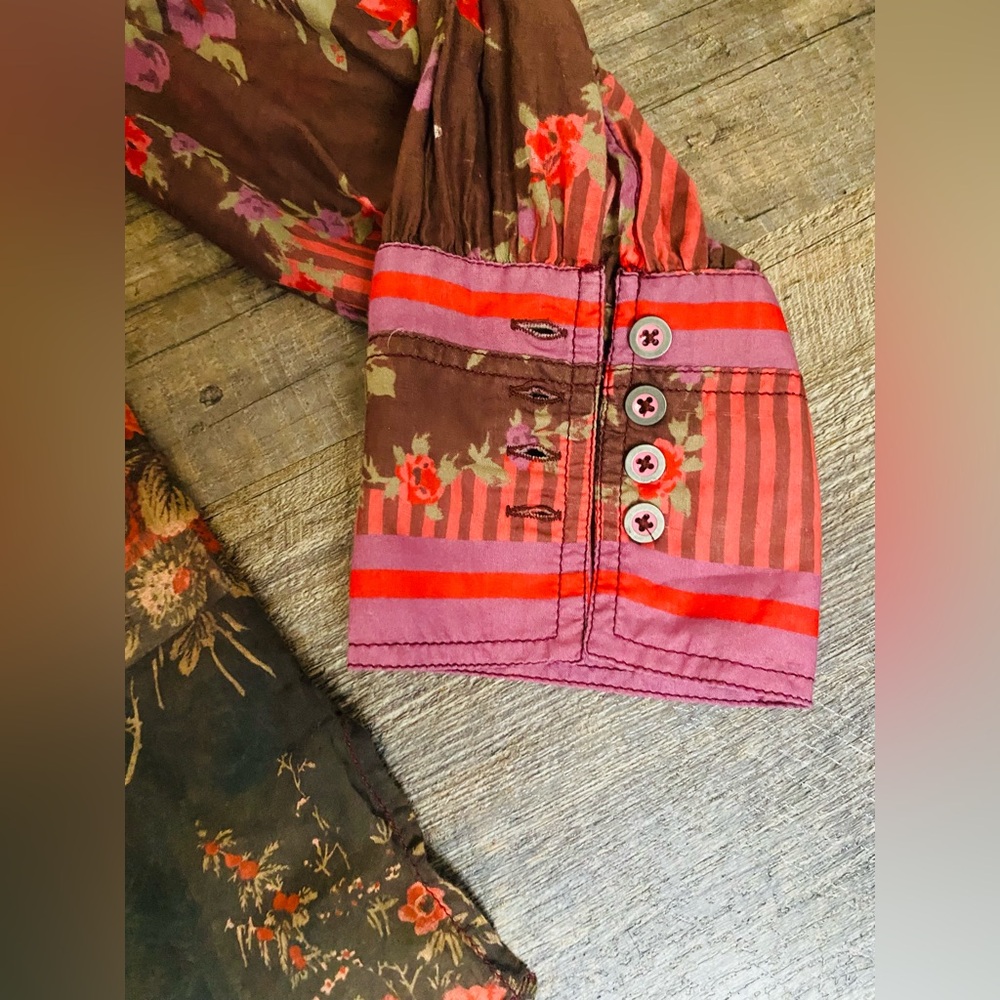 Free People Multicolor Patchwork Casual Shirt - image 2